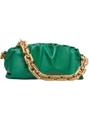 Bottega Veneta Green The Chain Pouch with Gold Hardware