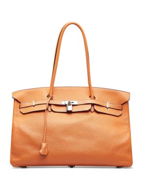 Hermes Shoulder Birkin 45 in Orange Clemence Leather with Palladium Hardware
