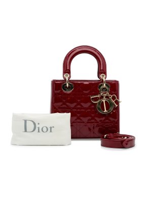 Dior Burgundy Small Patent Leather Lady Dior