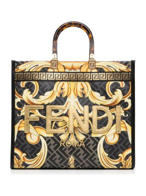 Versace Fendace Medium FF Baroque Print Sunshine Shopper Tote Bag
