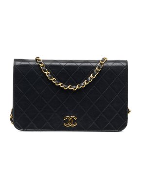 Chanel Vintage Black Lambskin Full Flap Bag