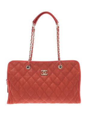 Chanel Red Caviar Leather French Riviera Tote Bag