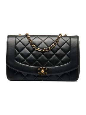 Chanel Black Vintage Lambskin Diana Flap Bag
