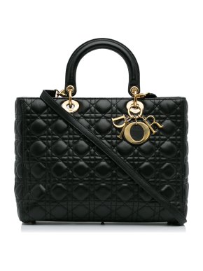 Dior Black Large Lady Dior with Gold Hardware
