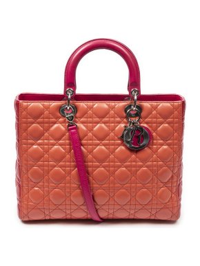 Dior Two Tone Large Cannage Lambskin Lady Dior