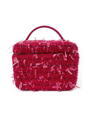 Chanel Red Tweed Trousse Vanity Case