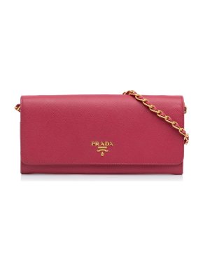 Prada Pink Saffiano Wallet On Chain