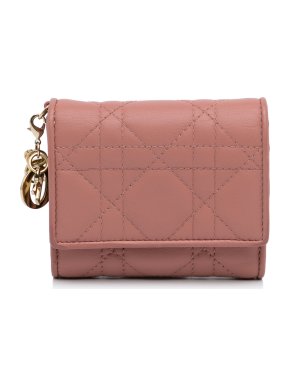 Dior Pink Lady Dior Mini Cannage Leather Wallet