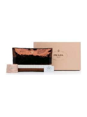 Prada Bronze Sequin Paillettes Pochette Clutch Bag