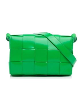 Bottega Veneta Green Intrecciato Cassette Crossbody Bag