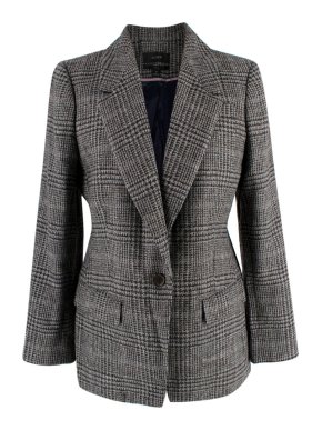 J Crew Grey Willa Tweed Dogtooth Wool Blazer