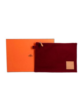 Hermes Burgundy 'La Montre'  Cotton Pouch