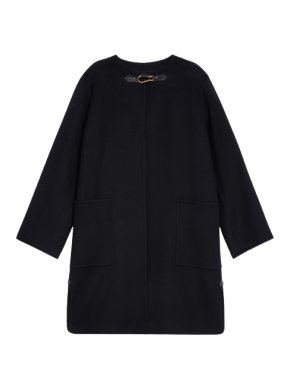 Celine Black Double Face Cashmere Coat with Mousqueton Buckle