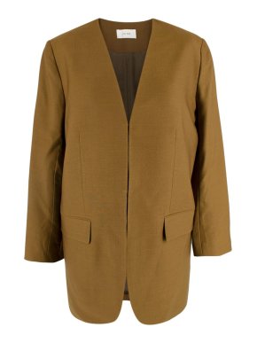 The Row Ochre Fie Wool Blend Collarless Suit Jacket
