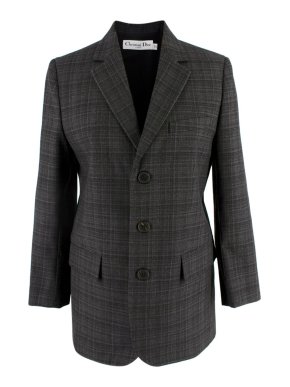 Dior Grey Wool Check Tailored Jacket