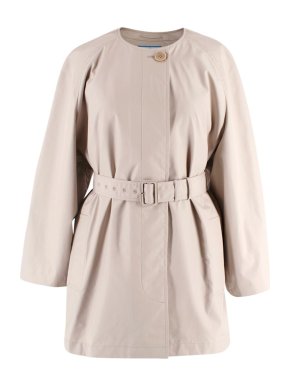 Prada Beige Cotton Gabardine Collarless Trench Coat