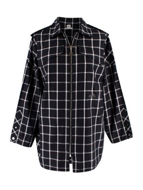 Hermes Black Lightweight Cotton Check Zip Shirt/Jacket