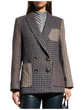 Veronica Beard Faustine Mixed-Media Dickey Jacket