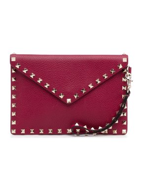 Valentino Red Rockstud Flat Envelope Clutch