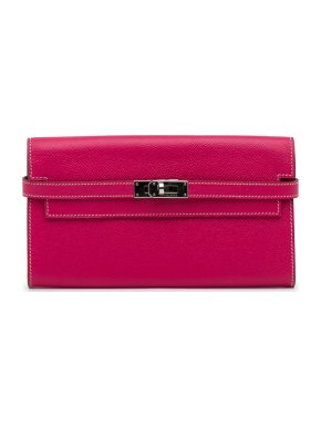 Hermes Kelly Classic Wallet in Hot Pink Epsom Leather with Palladium Hardware
