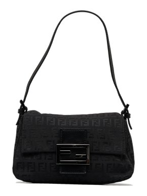 Fendi Black Mini Zucchino Mamma Baguette Bag