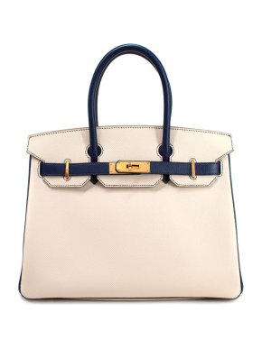 Hermes HSS Craie & Blue Saphir Epsom Leather Special Order Birkin 30 GHW