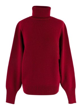 The Row Burgundy Virgin Wool Rollneck Jumper