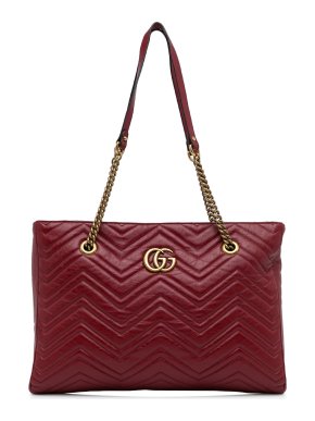 Gucci Red Medium GG Marmont Slim Matelasse Tote