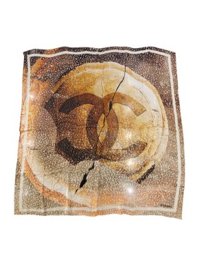 Chanel Cracked CC Logo Silk Scarf