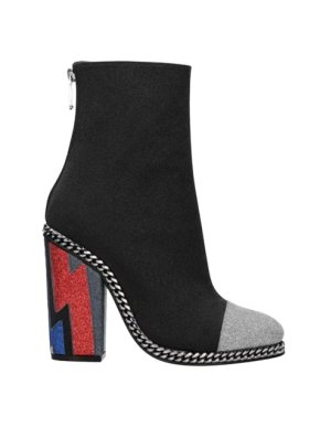 Balmain Black Glitter Lightning Bolt Heeled Boots