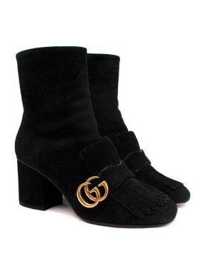 Gucci Black Suede Marmont Boots