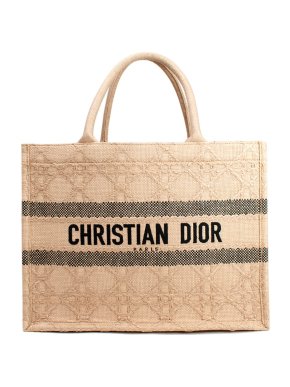 Dior  Natural Cannage Raffia Medium Book Tote