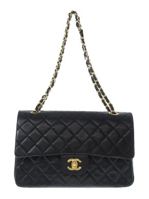 Chanel Black Medium Classic Lambskin Double Flap Bag with Gold Hardware