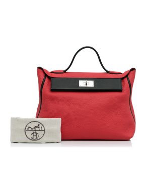 Hermes Red Clemence 24/24 35 with Palladium Hardware