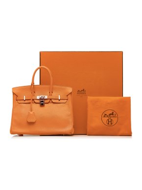 Hermes Birkin 25 Retourne in Orange Clemence Leather with Rose Gold Hardware