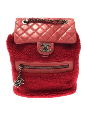 Chanel Red Small Paris-Salzburg Mountaint Shearling Backpack
