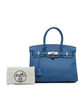 Hermes Birkin 30 in Bleu France Clemence Leather with Palladium Hardware
