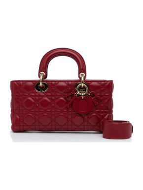 Dior Red Cannage Leather East West Lady Dior