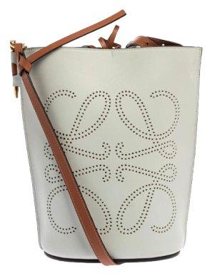 Loewe White Anagram Perforated Gate Bucket Bag