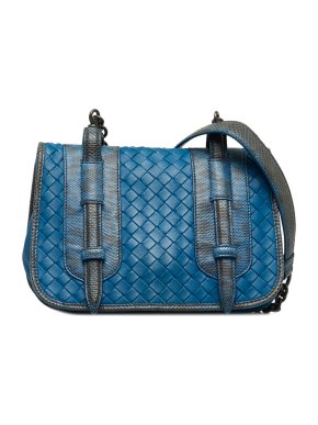 Bottega Veneta Blue Intrecciato Leather Crossbody Bag