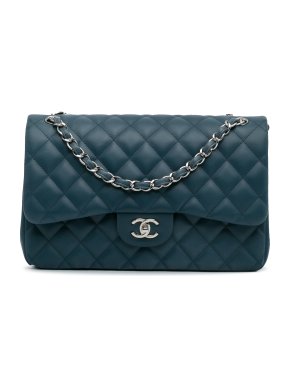 Chanel Blue Jumbo Classic Lambskin Double Flap Bag