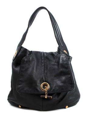 YSL Black Grained Leather Capri Shoulder Bag