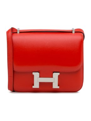 Hermes Mini Constance in Red Swift Leather with Palladium Hardware