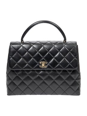 Chanel Black Lambskin Kelly Top Handle Bag