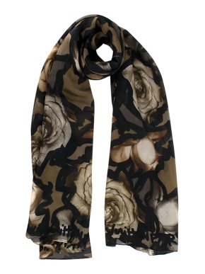 Louis Vuitton x Stephen Sprouse Black Floral Silk Scarf