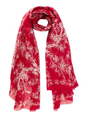 Dior Red Floral Print Cotton Scarf