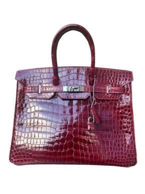 Hermes Rouge Lisse Porosus Crocodile Birkin 35 PHW