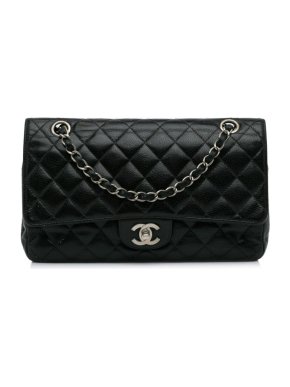 Chanel Black Caviar Leather Double Flap Bag