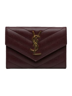 Saint Laurent Burgundy Cassandre Compact Wallet