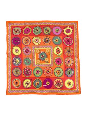 Hermes Orange 'Belles de Mexique' Silk 42x42 Scarf